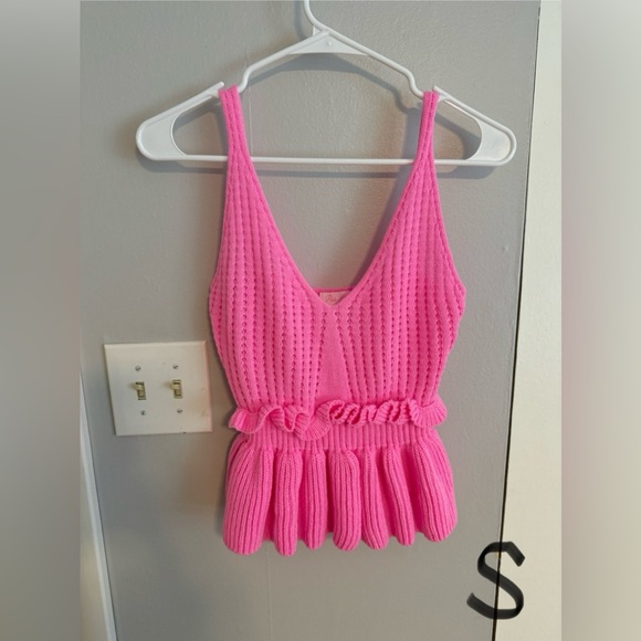 Pink Lily Tops - Hot pink knit tank